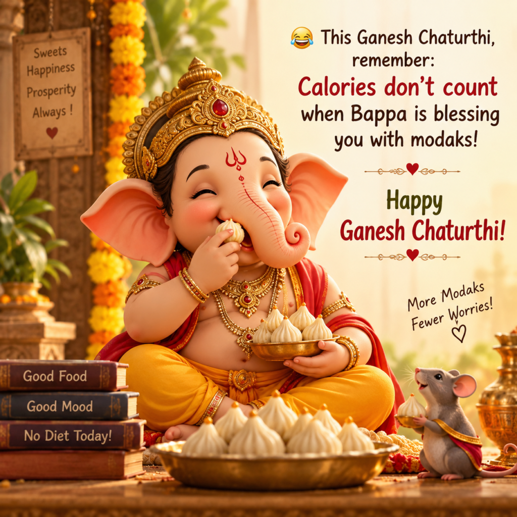 Funny Ganesh Chaturthi 2026 Wishes and Quotes for Status
